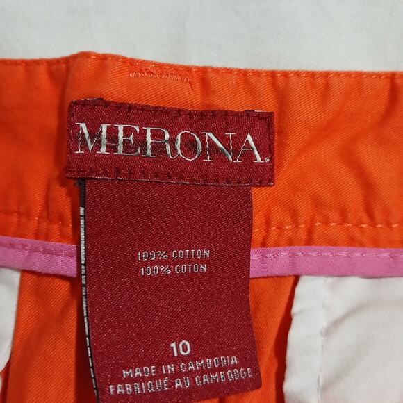 Merona size 10 SEAHORSE shorts sooooo cute coral red 9" inseam 100% cotton - Picture 2 of 8
